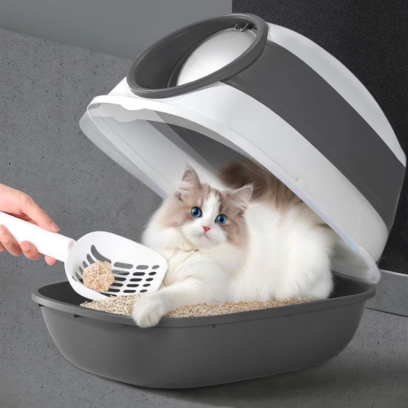 Large Enclosed Cat Litter Box with Anti-Splash Removable Flip-Lid and Cat Litter Scoop