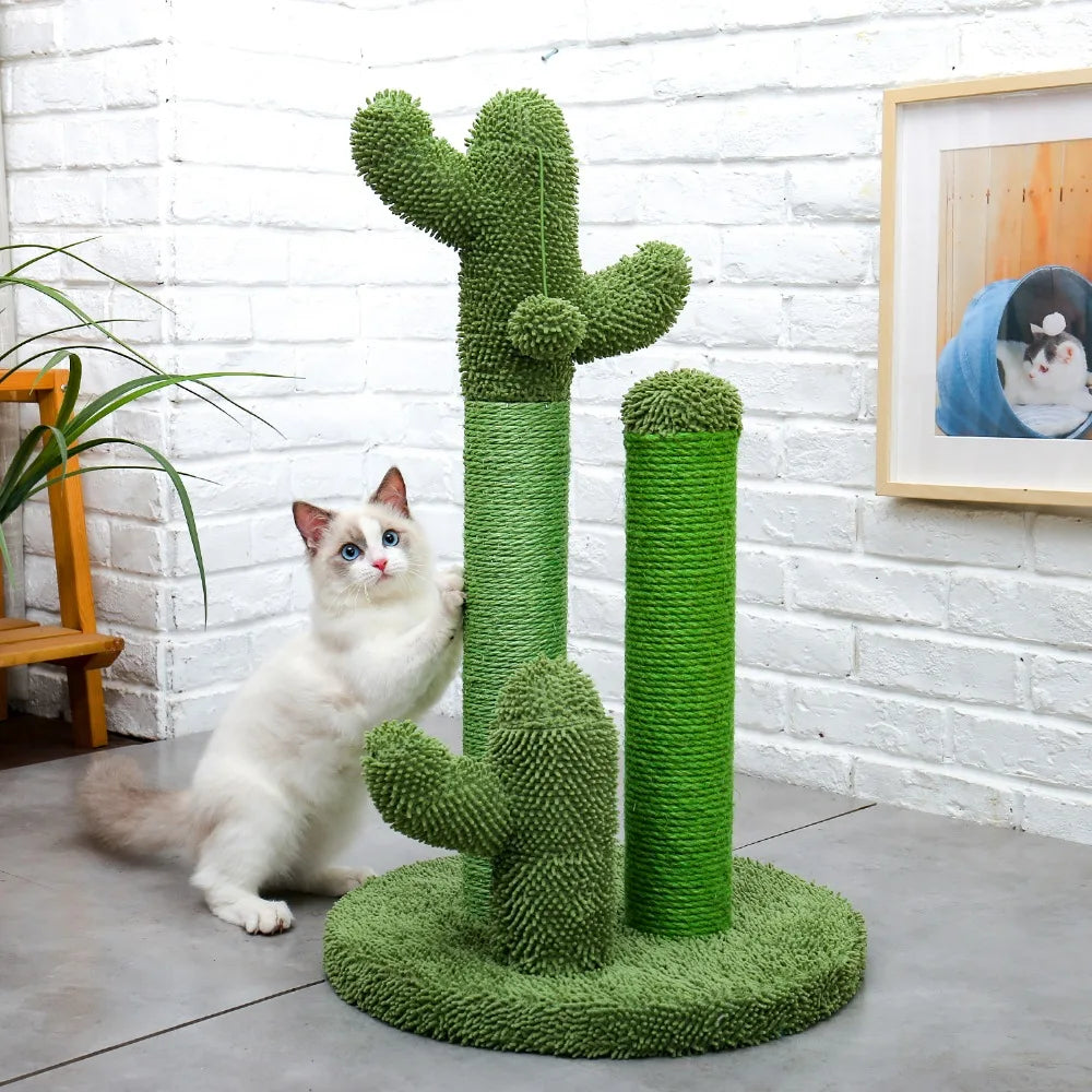H228cm Cat Tree Toy Condo Multi-Layer Climbing Tower with Hammock Solid Wood Post for Cats