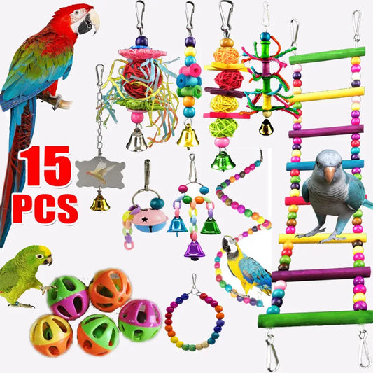 DCPETC Bird Toys Set Swing Chewing Training Toys For Parrot