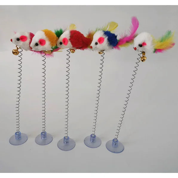 Art Lalic Swinging Mouse Cat Toy With Bell Suction Cup
