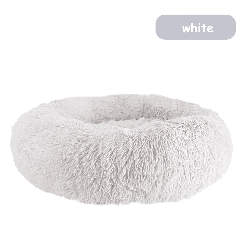 Donut Dog Bed Warm Soft Long Plush Pet Bed for Small Large Dogs Cats Calming Washable Winter Kennel Sofa Cushion Mat