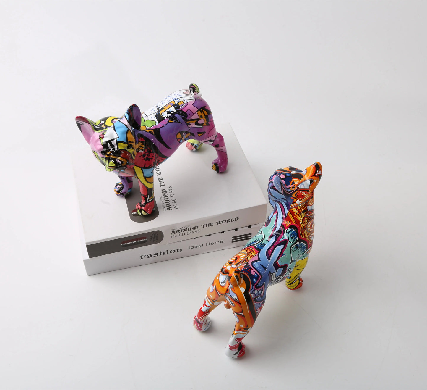 Nordic Art Painting Graffiti L/S French Bulldog Creative Resin Crafts Home Decoration Wine Cabinet Office Decor Resin Crafts