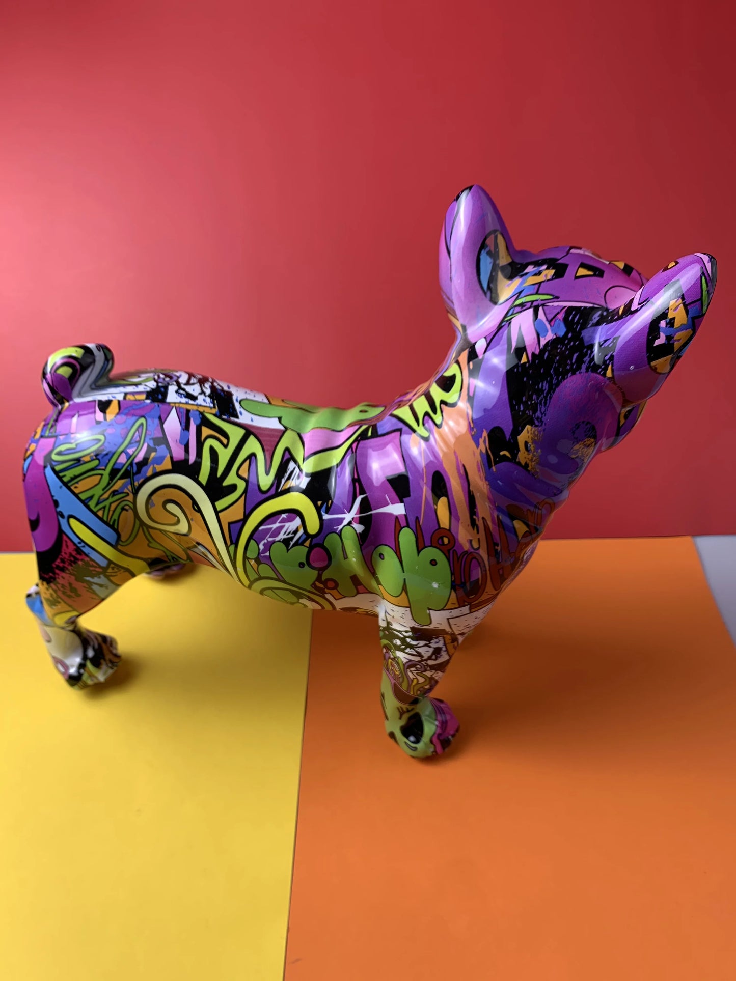 Nordic Art Painting Graffiti L/S French Bulldog Creative Resin Crafts Home Decoration Wine Cabinet Office Decor Resin Crafts