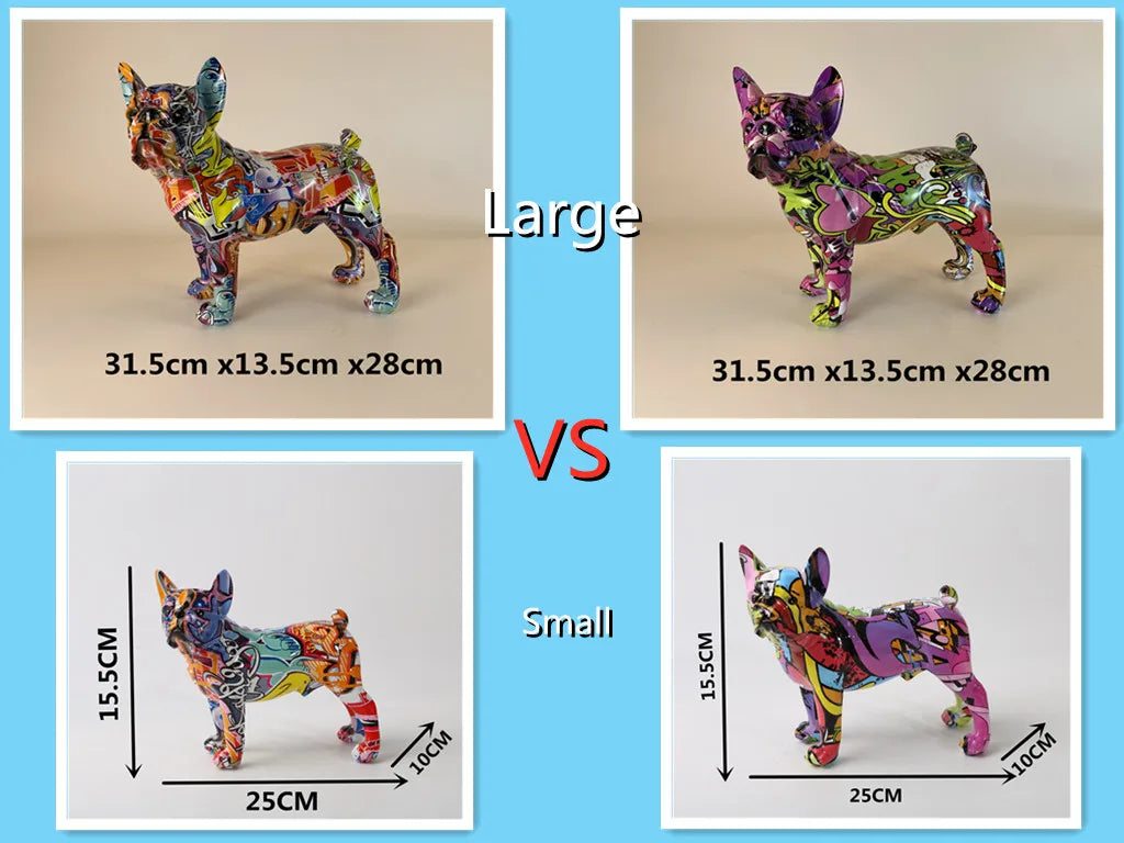 Nordic Art Painting Graffiti L/S French Bulldog Creative Resin Crafts Home Decoration Wine Cabinet Office Decor Resin Crafts