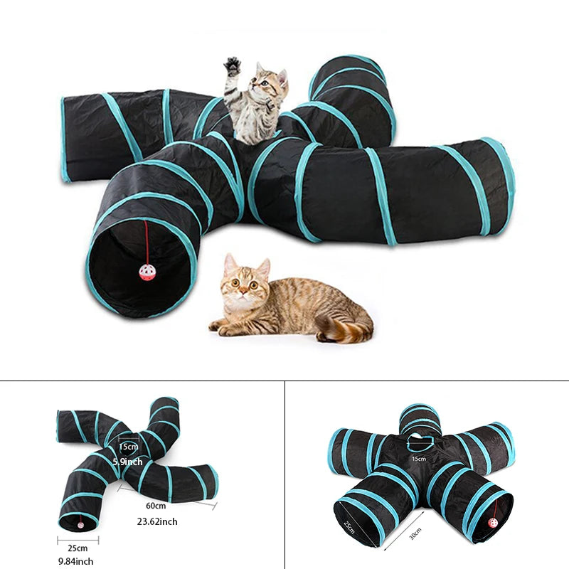 S Shape Cat Tunnel Foldable Toy for Cats Interactive Play