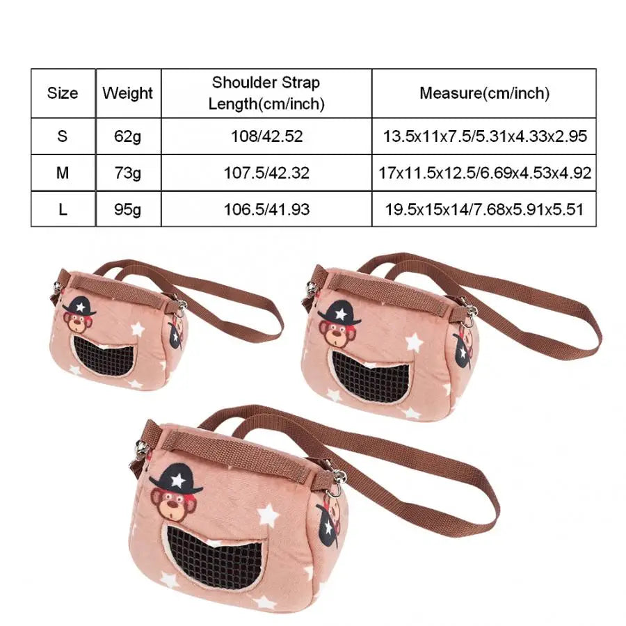 Flannelette Portable Breathable Pet Hamster Carrier Travel Outgoing Bag for Small Pets Guinea Pig Squirrel Small Pet Carrier