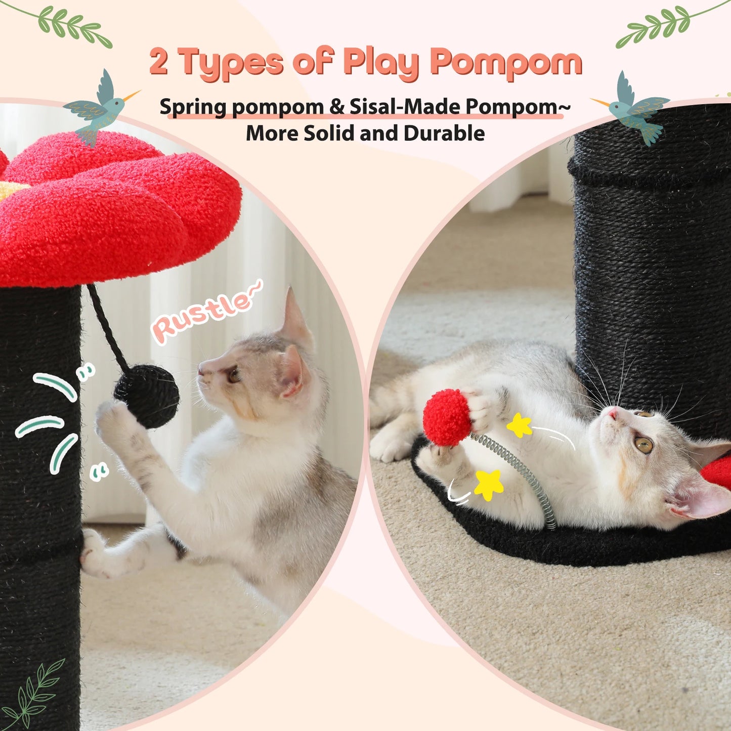 Flower Cat Scratching Post Small Cat Tree Tower Cat Scratcher Indoor Cats Super Thick Scratching Post Removable Cat Bed