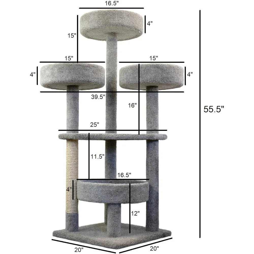 Wooden Carpeted Cat Condo Tower for Indoor Use