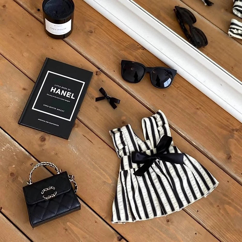 Sichuan Zhejiang CN Dog Princess Dress Striped Big Bow Fashion