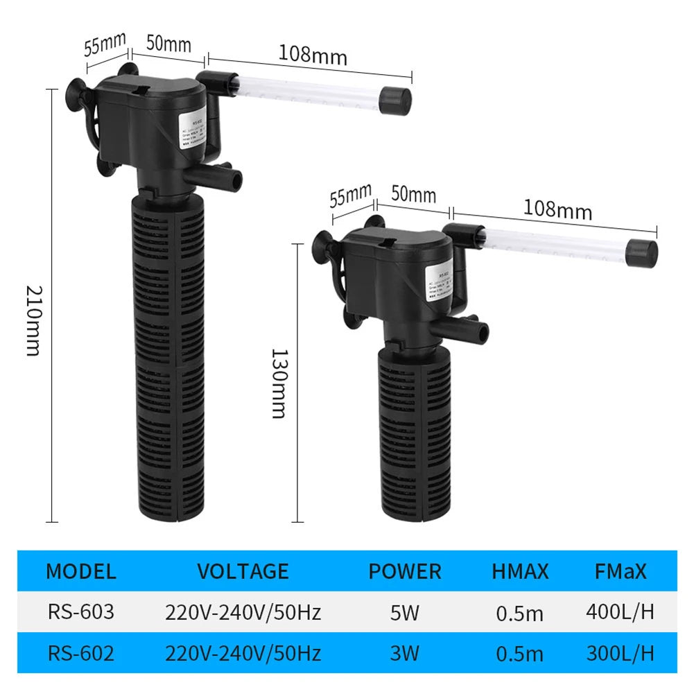3 in 1 Silent Aquarium Aeration Filter Submersible Pump