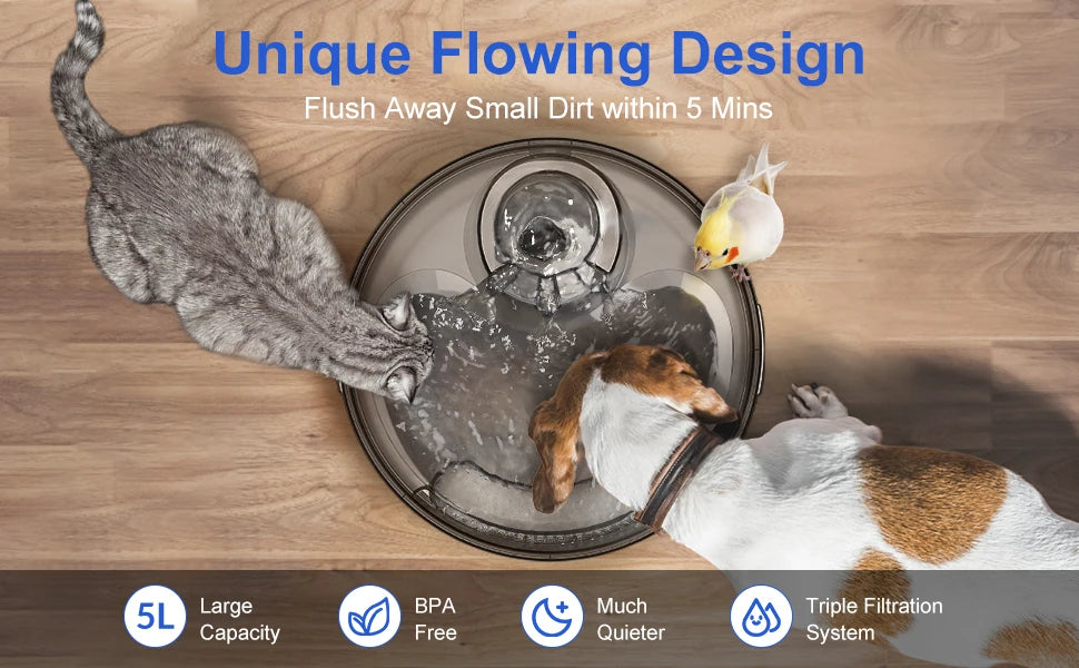 NPET DF10 Dog Water Fountain, 170oz/1.3Gallon/5L Large Automatic Pet Water Dispenser Dog Water Bowl for Cat, Dogs, Multiple Pets