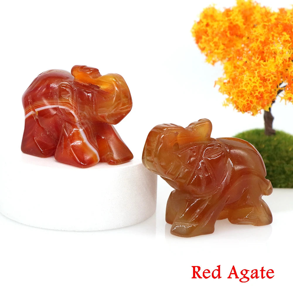 Lucky Elephant Statue Aventurine Amethyst Crystal Feng Shui Figurine Chakra