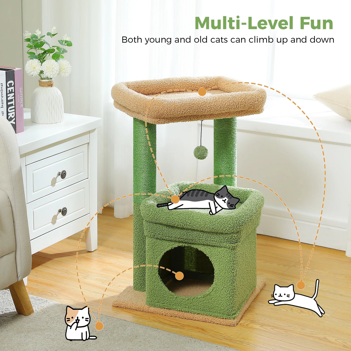 PEQULTICN Cat Tree With Cozy Condo And Plush Top Perch