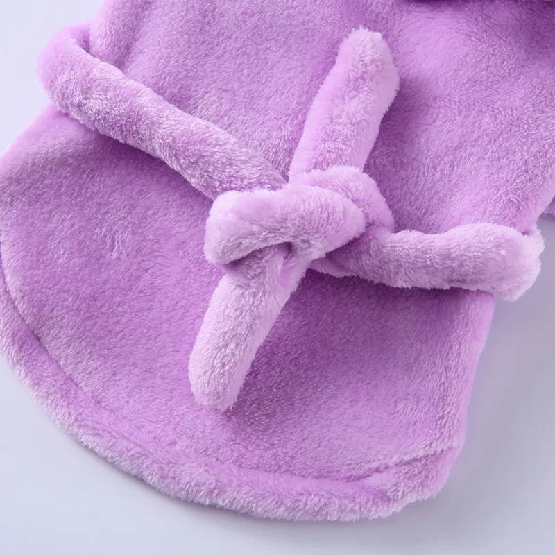 Hooded Dog Bathrobe Pajamas Soft Drying Towel For Pets