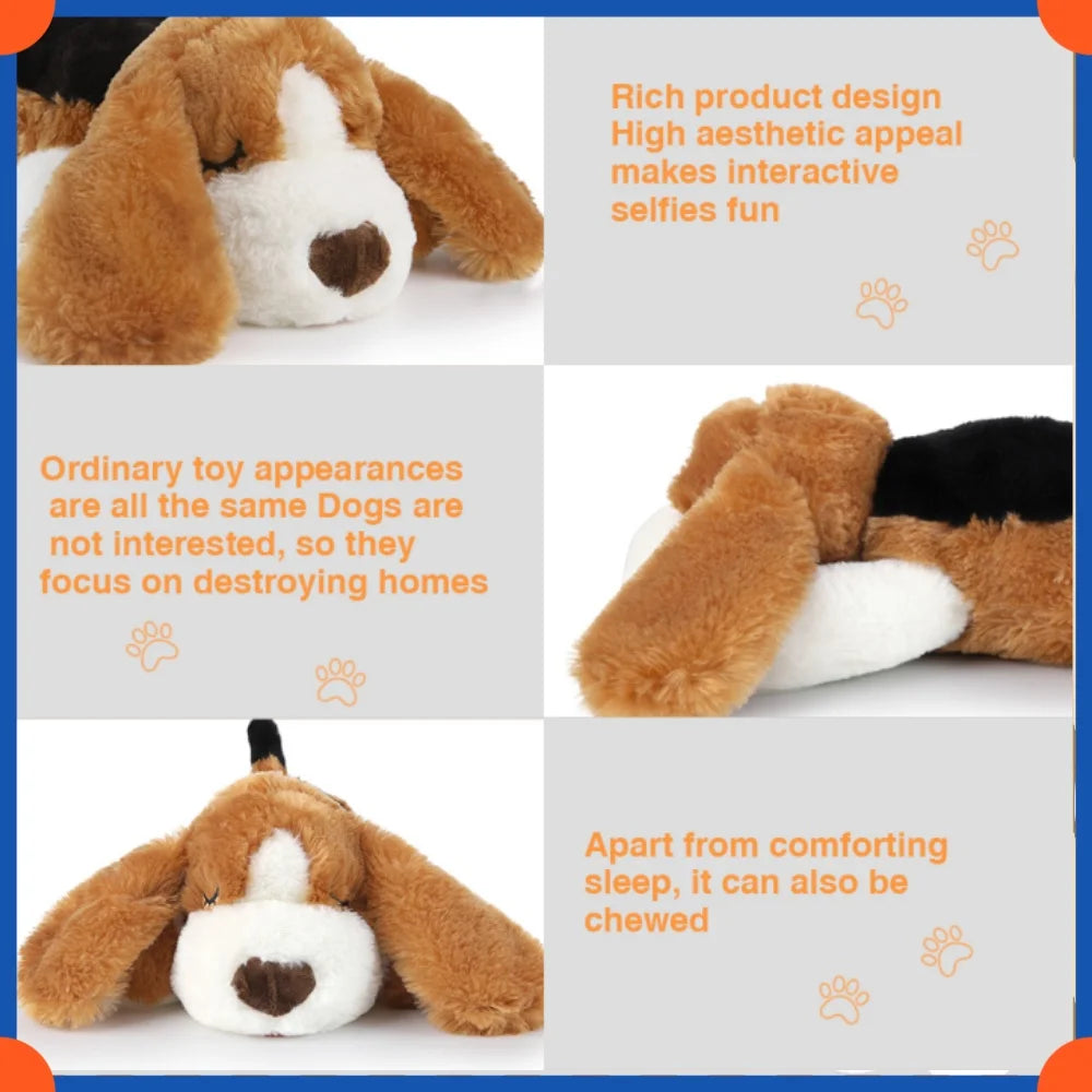 Fuled Christmas Puppy Heartbeat Plush Toys For Dog Training