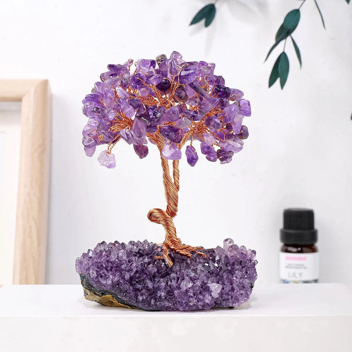 Natural Amethyst Cluster Crushed Stone Tree Crystal Gem Base Home Decoration Crafts Divination Energy Healing Meditation Gifts