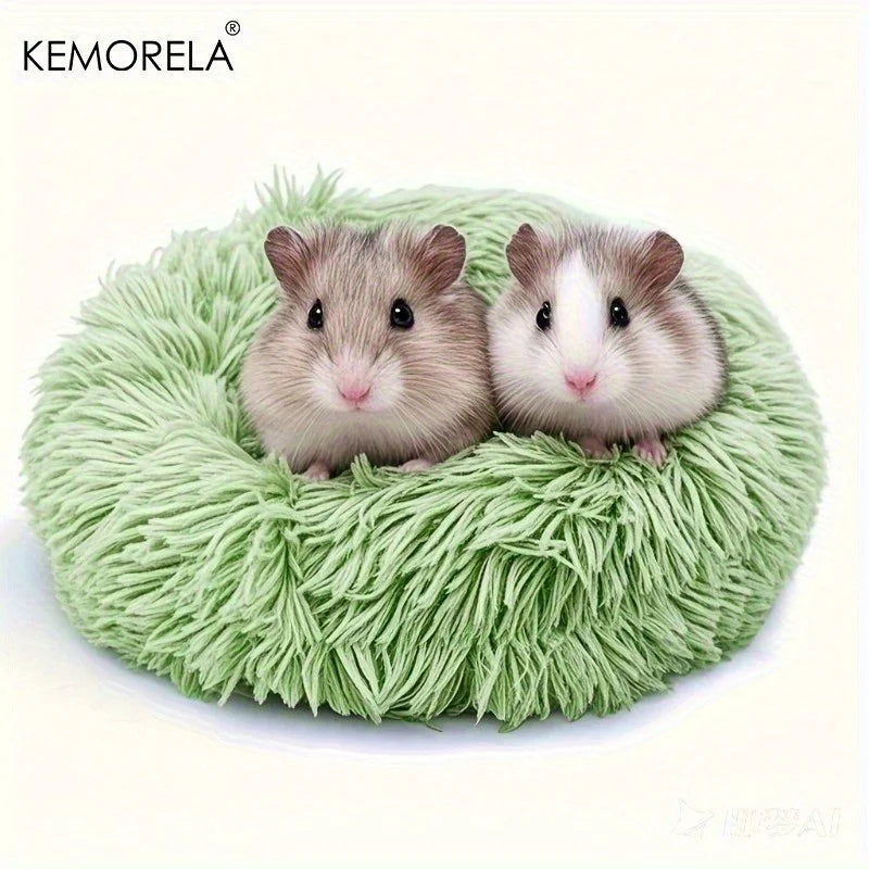 1PCS Ultra-Soft Plush Pet Nest Cozy Warm Hamster Sleeping Bed Non-Slip Bottom Insulated Padding for Guinea & Other Small Animals