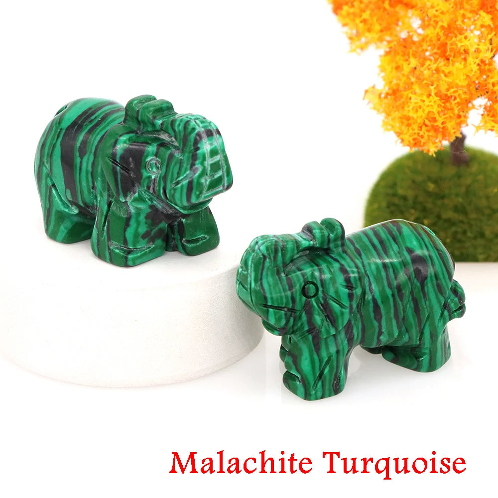 Lucky Elephant Statue Aventurine Amethyst Crystal Feng Shui Figurine Chakra