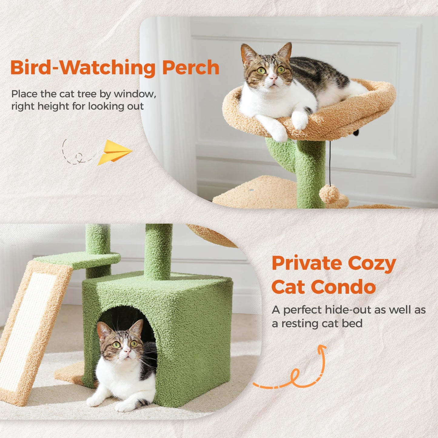 Cat Tree Cat Tower for Indoor Cats with Big Hammock Removable Top Perch and Scratching Posts Grey