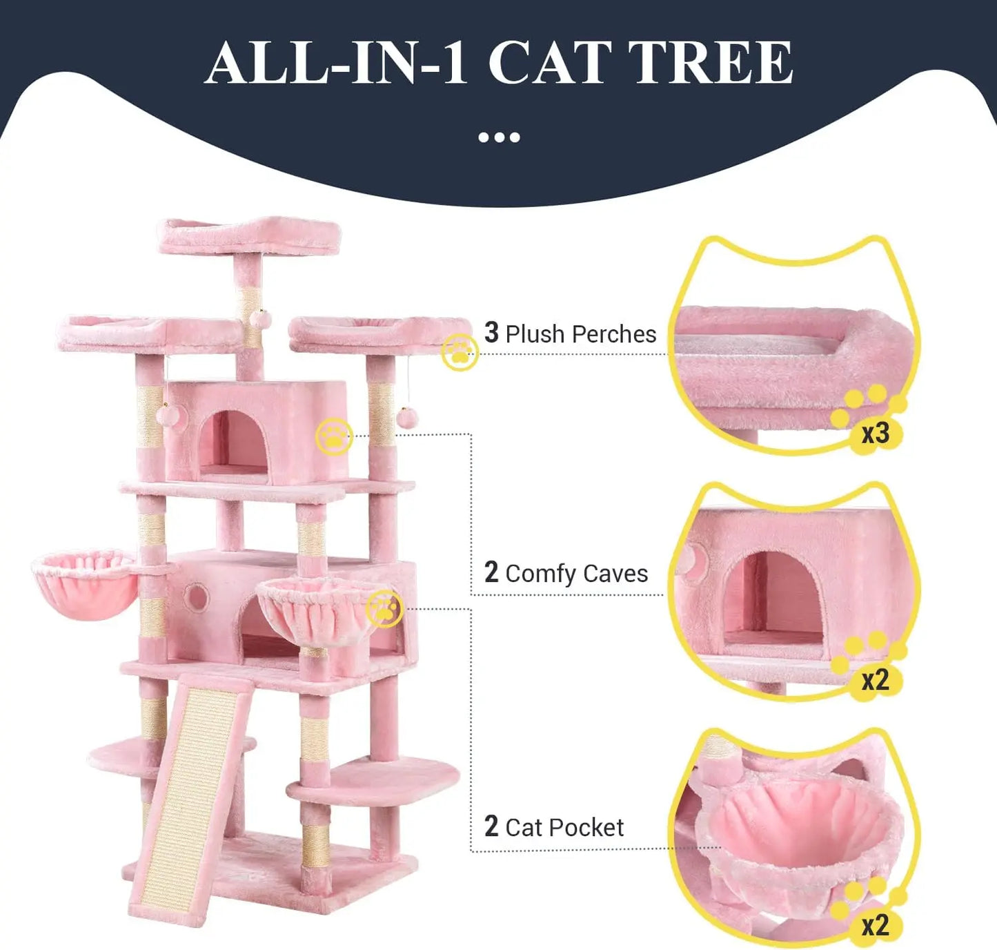 XMSJCN Cat Tree Deluxe Five Level Cat Tower with Condo