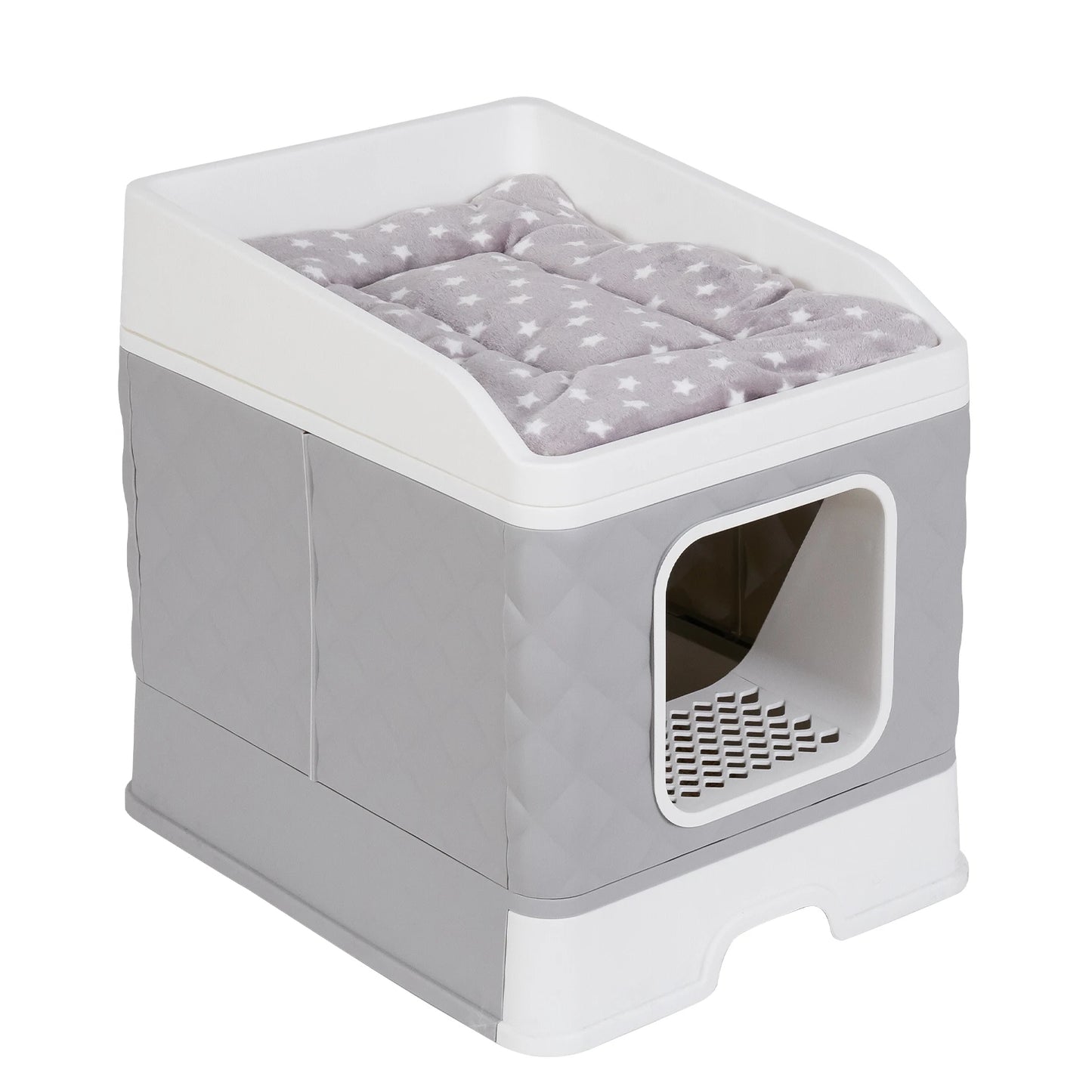 Bingopaw Cat Litter Box with Lid Enclosed Potty Large Top Entry Anti Splashing Toilet Easy to Clean with Litter Scoop