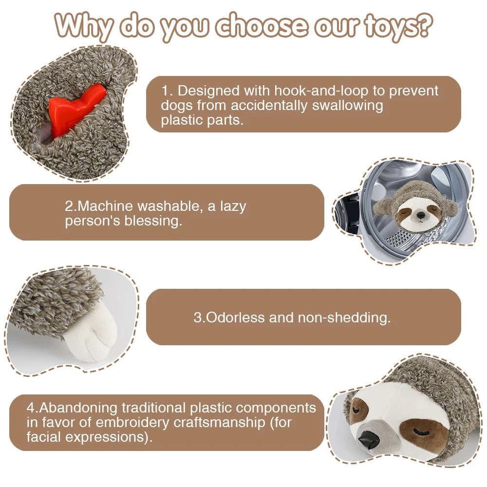 FULED Forest Sloth Puppy Heartbeat Dog Toy For Stress Relief