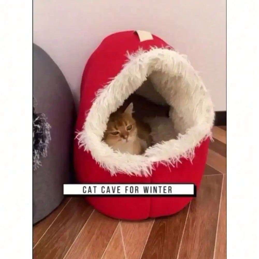 NONECN Cozy Cat Bed Enclosed Plush House With Removable Cover