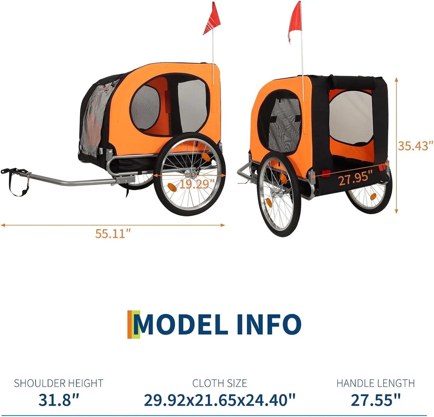 Dog Bike Trailer 88Lbs Pet Bicycle Carrier Easy Folding