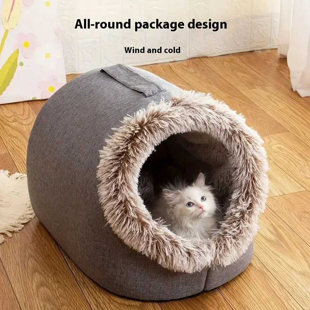 NONECN Cozy Cat Bed Enclosed Plush House With Removable Cover