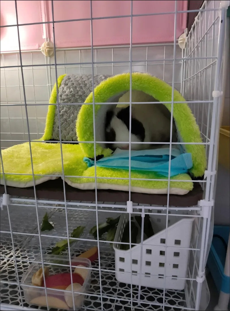Winter Warm Plush Pet Nest Removable Fleece Tunnel Cage Hideout for Guinea Pig Hamster Rat Squirrel Small Animal Accessories