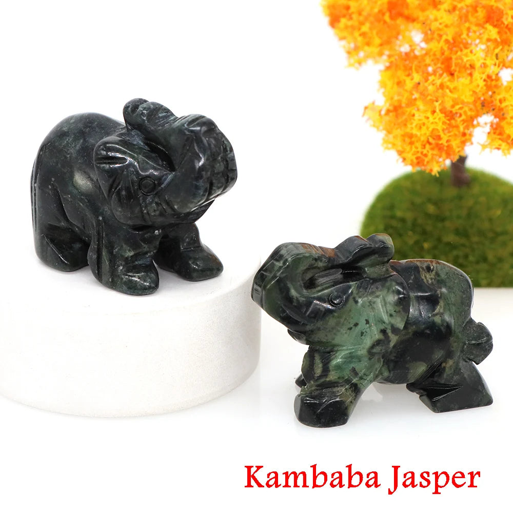 Lucky Elephant Statue Aventurine Amethyst Crystal Feng Shui Figurine Chakra