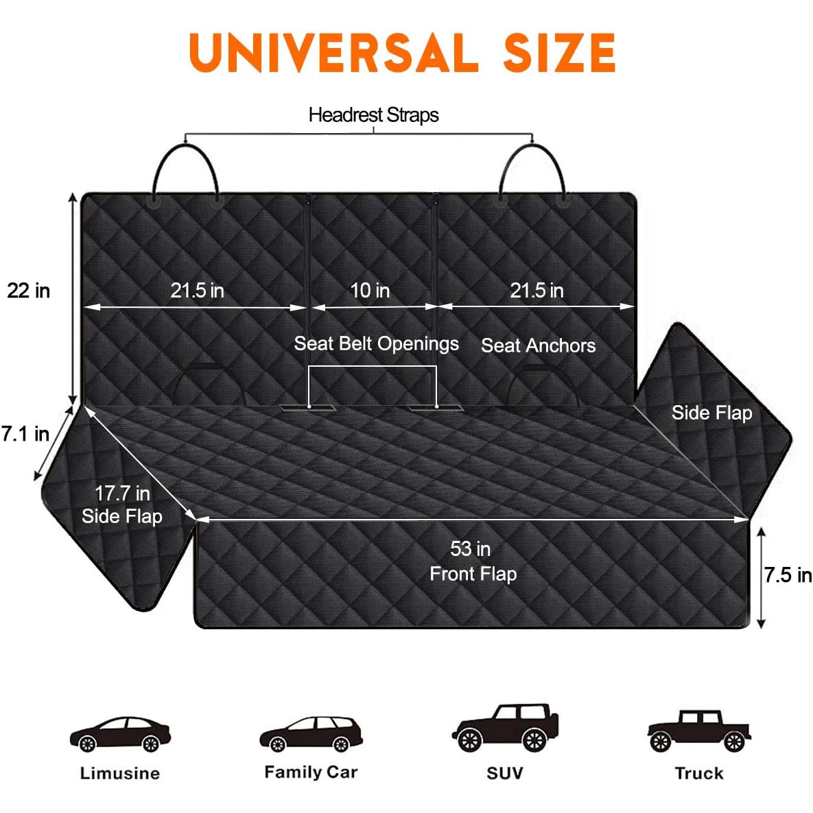 Pet Dog Car Seat Cover Travel Carrier Mattress Foldable Waterproof Non Slip Seat Protector Mat for Medium Large Dogs