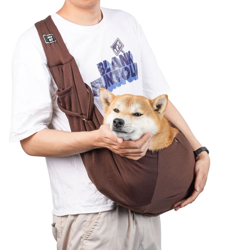 Cotton Crossbody Dog Sling Bag For Outdoor Travel Large Capacity