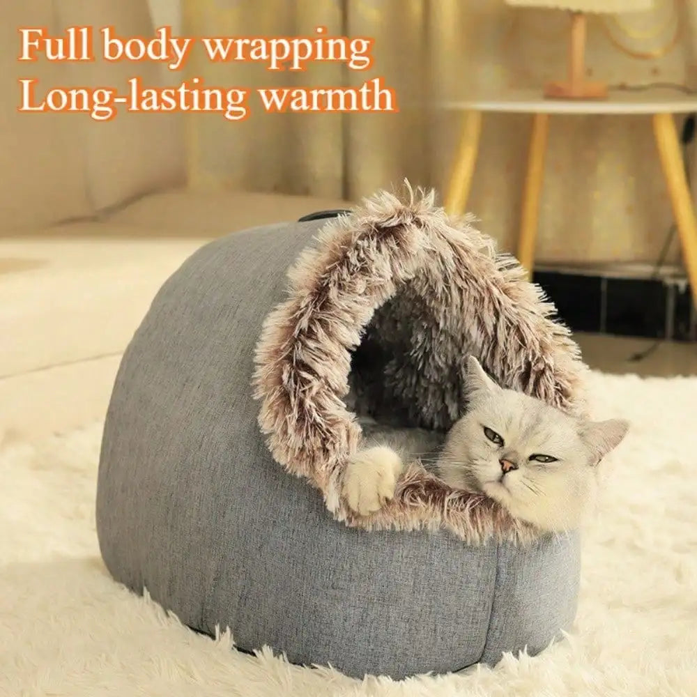 NONECN Cozy Cat Bed Enclosed Plush House With Removable Cover