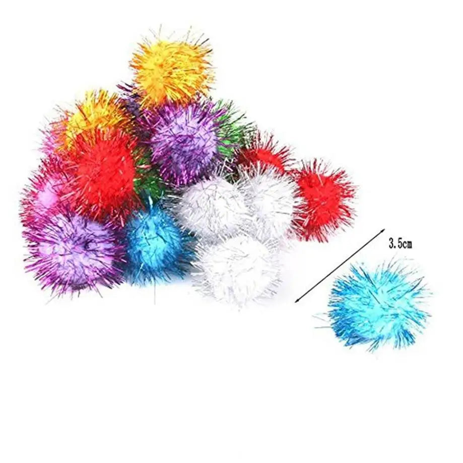 Fluffy Pom Poms 21 Pcs Colorful Plush Balls for DIY Kids Crafts and Pet Toys Playtime