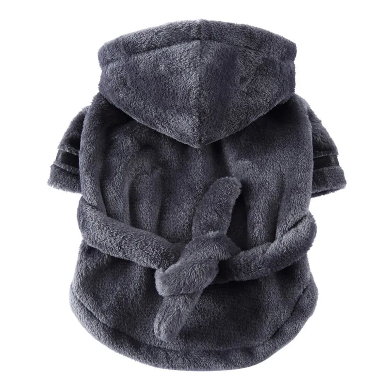 Hooded Dog Bathrobe Pajamas Soft Drying Towel For Pets