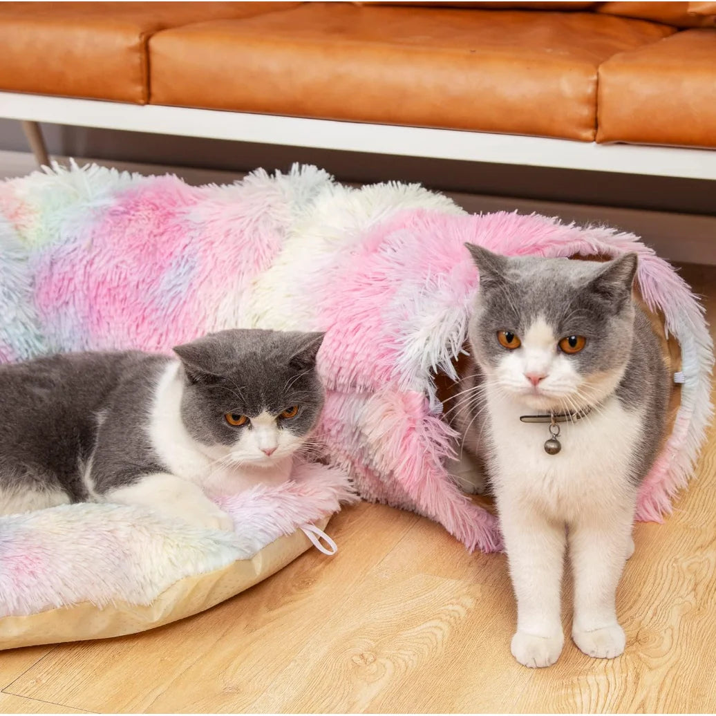Kylinsure Plush Cat Tunnel Bed For Cats Cozy Hideaway