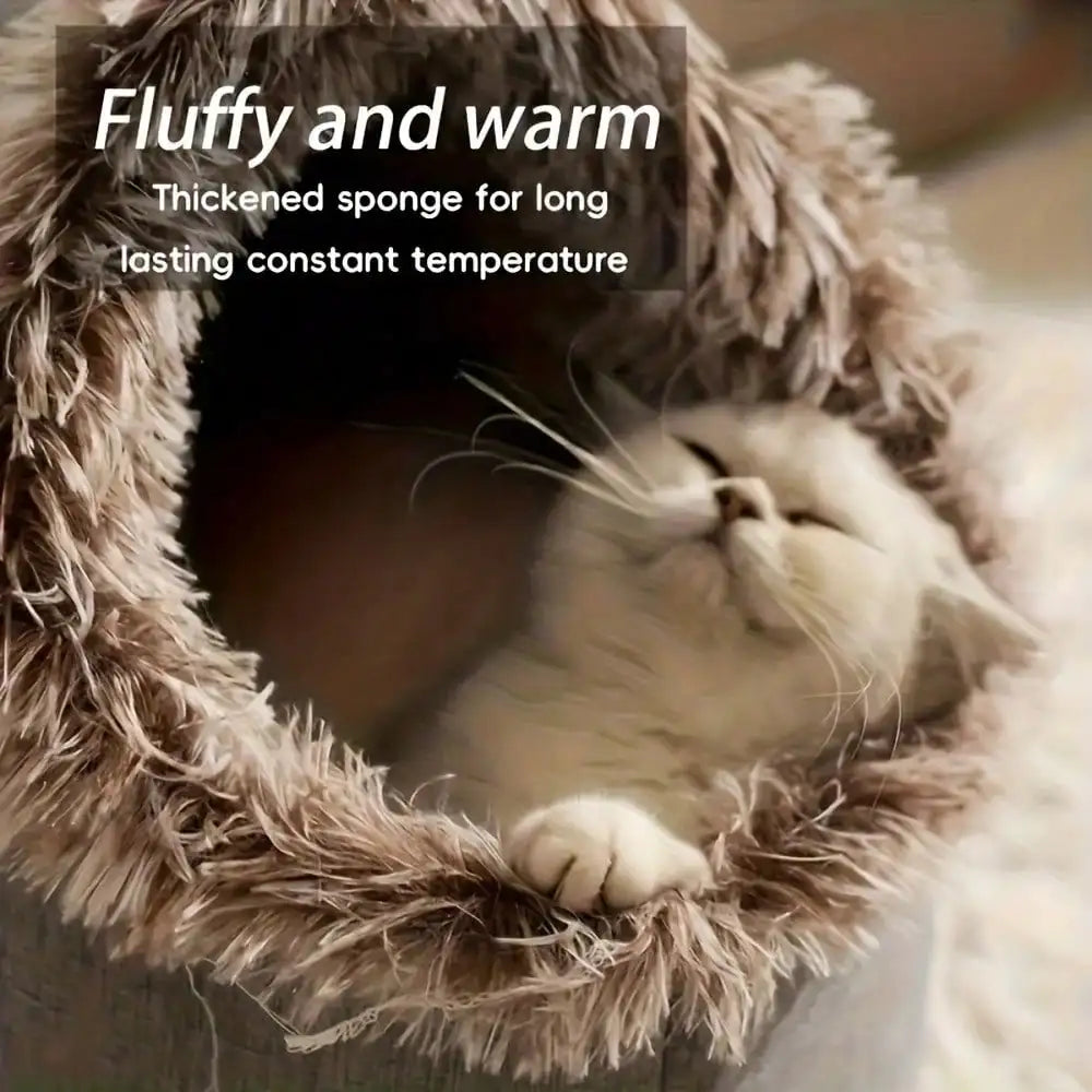 NONECN Cozy Cat Bed Enclosed Plush House With Removable Cover
