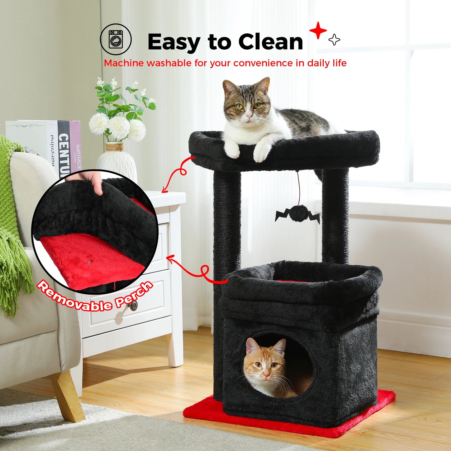 PEQULTICN Cat Tree With Cozy Condo And Plush Top Perch