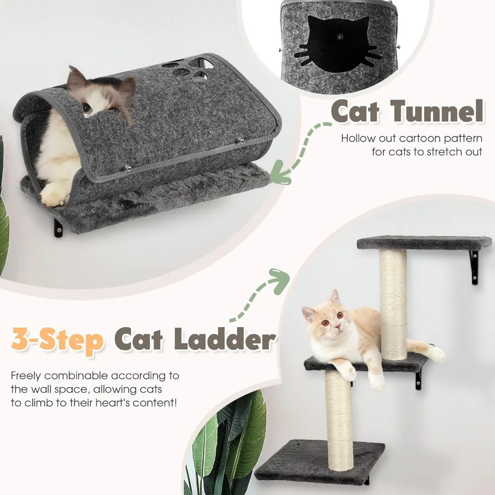 Zhiyong 7-in-1 Wall Mounted Cat Climber Set For Indoor Cats