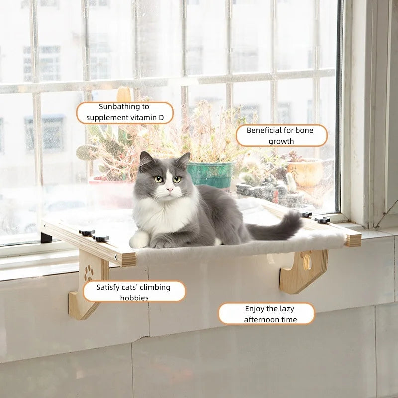 CZBNYXCN Cat Window Hammock With Wooden Metal Frame For Indoor Cats