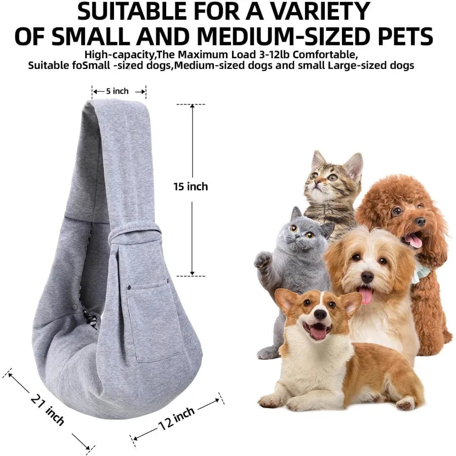 Reversible Handsfree Dog Sling Carrier Purse With Pocket