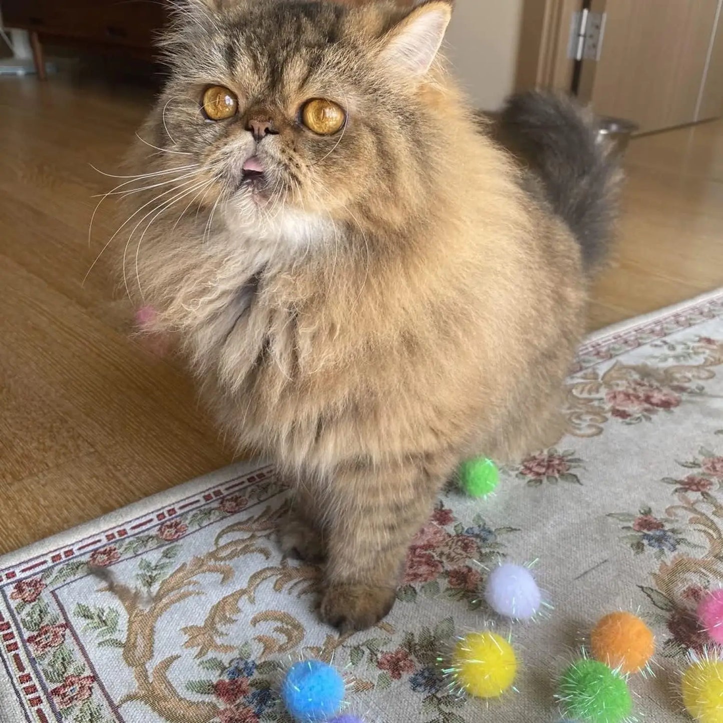 NONECN Cat Sparkling Ball Toy 20Pcs Faux Fur Interactive Toy