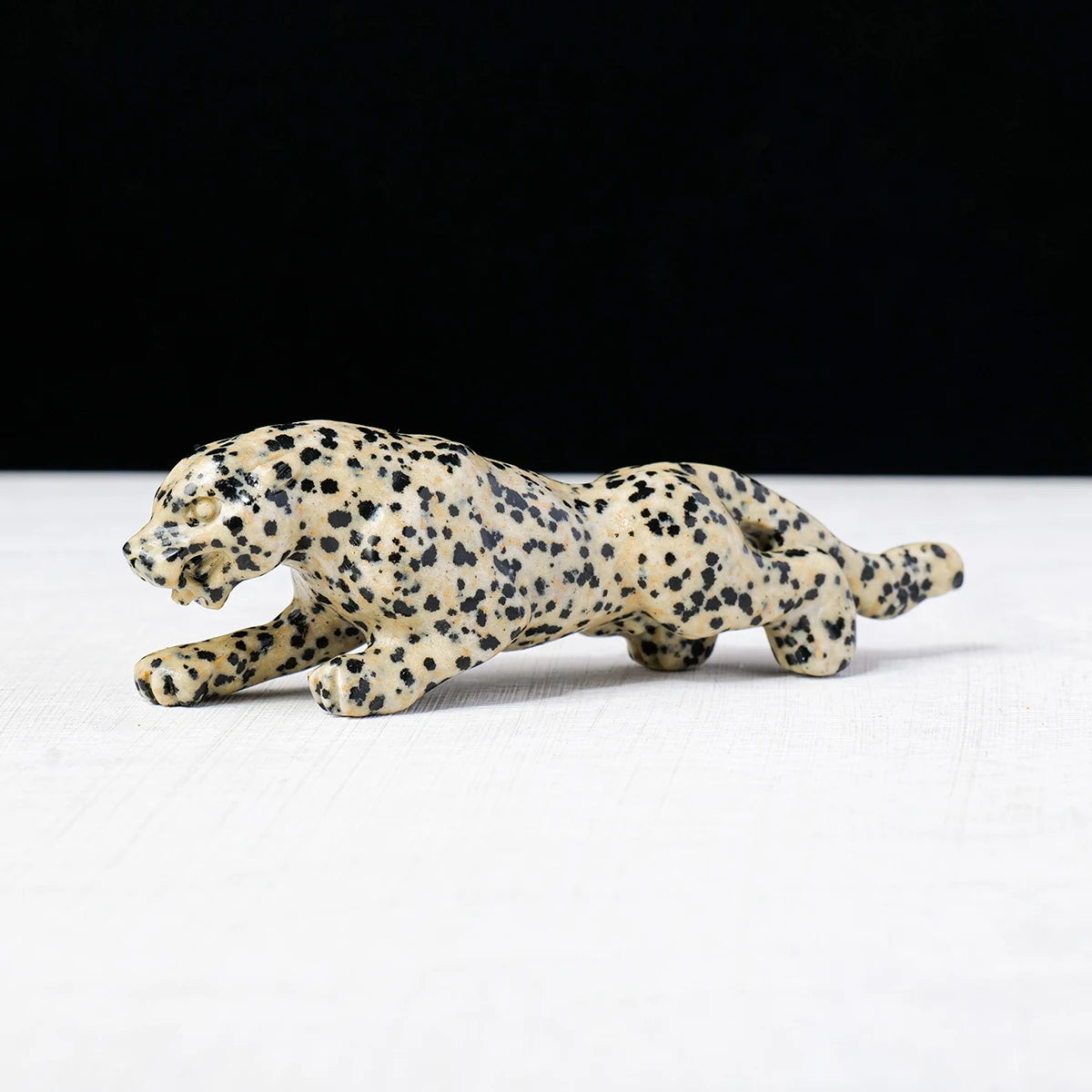 1pc Natural Crystal Spotted Stone Leopard Cheetah Statue Carved Reiki Healing Crystal Animal Figurine Crafts Home Decoration