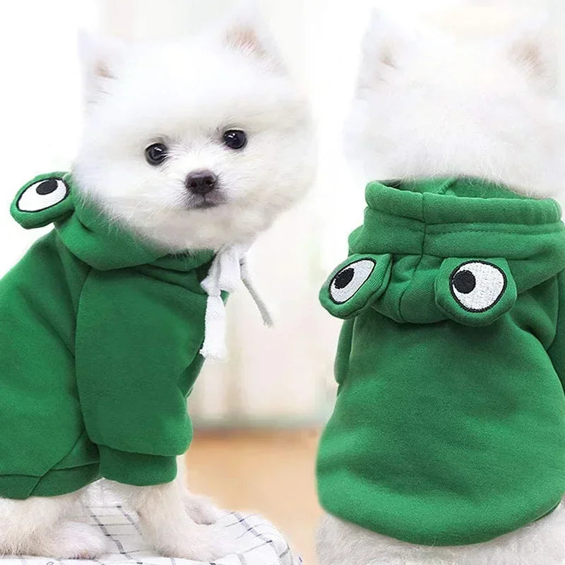 Frog Shape Dog Hoodie Sweatshirt For Pets Winter Warm Cosplay