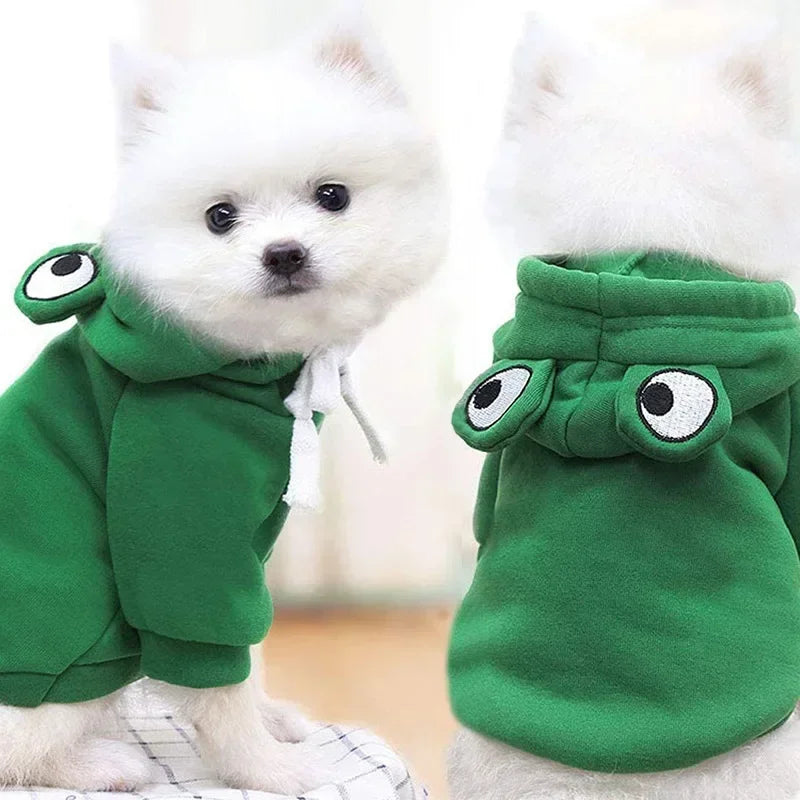 Frog Shape Dog Hoodie Sweatshirt For Pets Winter Warm Cosplay