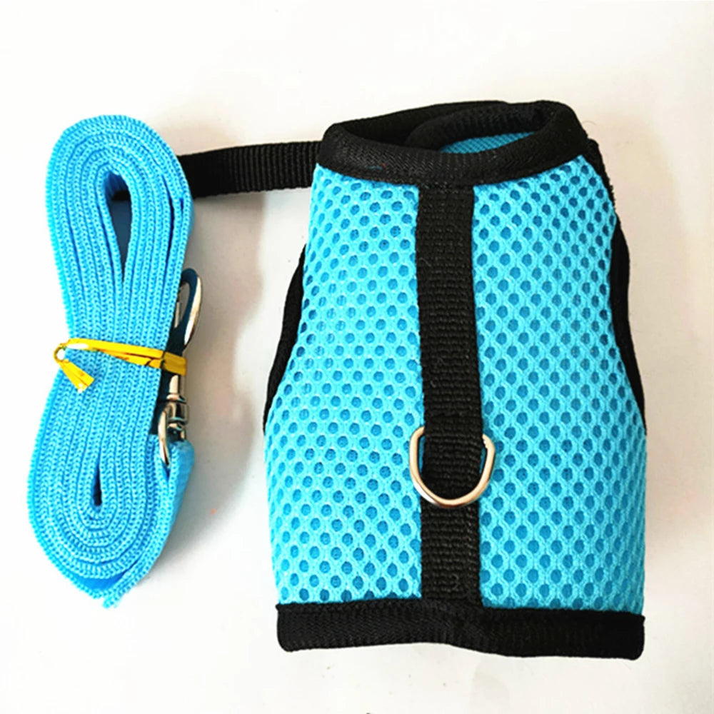 Small Pet Collar Harness Tow Rope Multi-color Adjustable Rabbit Dutch Ferret Hamster Guinea Pig Hedgehog Outdoor Walking Clothes