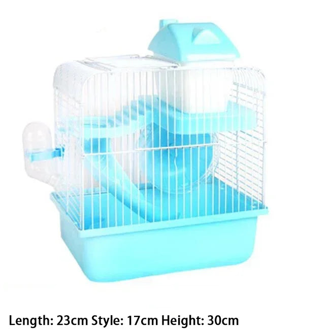Villa Shaped Double Story Hamster Cage With Feeding Bowl