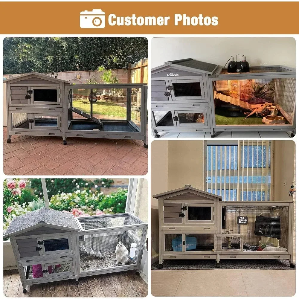 Hign-concerned Rabbit Cage Indoor Hutch With Casters