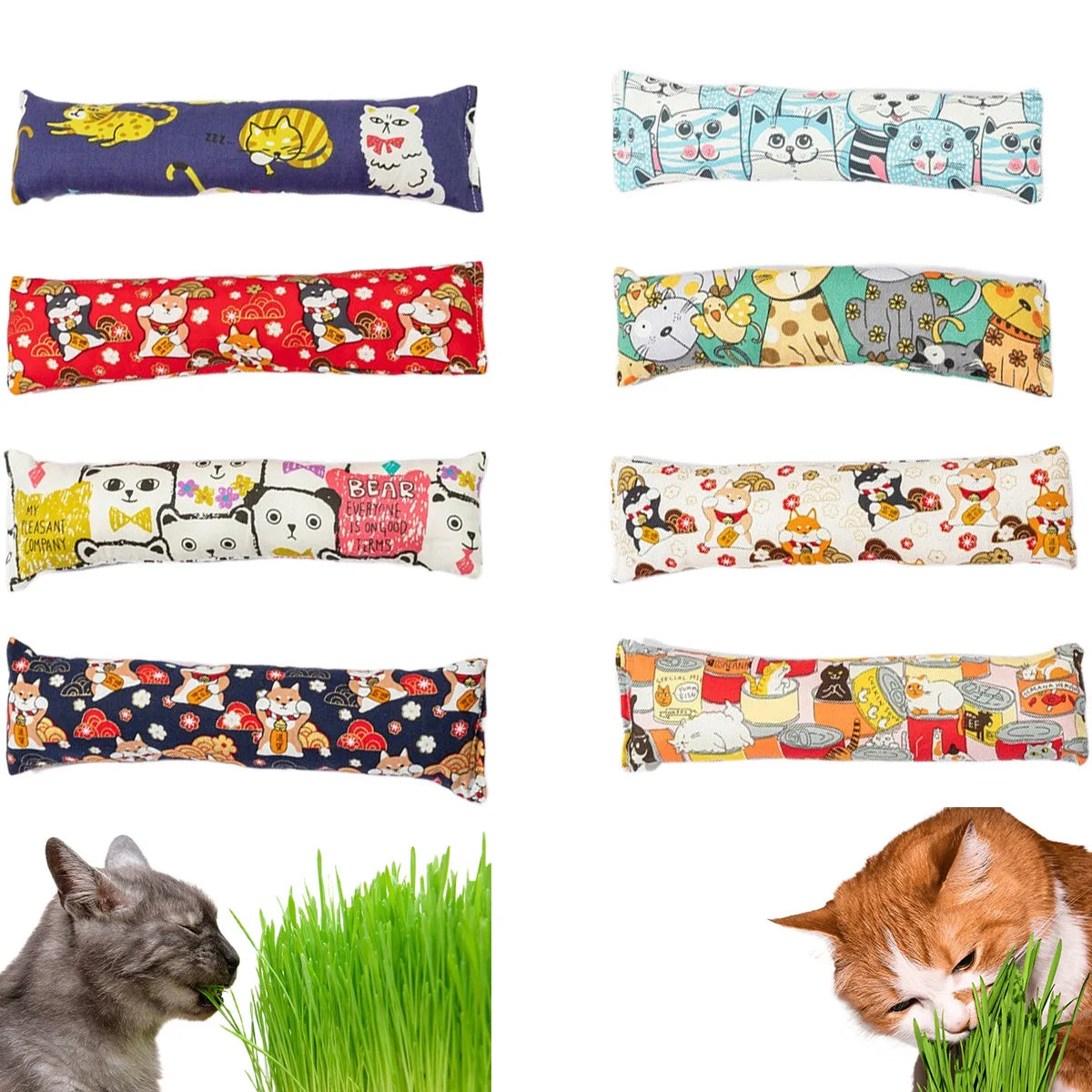 Cat Grass Chew Toy Plush Pillow Interactive Indoor Cat Toy